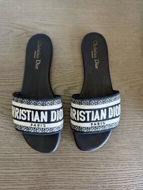Christian Dior Black & White Slide Sandals